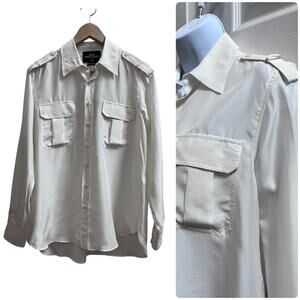 Zara Into The Classics Imperfection Mulberry Silk Button Down Blouse Oversize XS